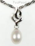 Freshwater white pearl sterling silver pendant discount sale, 7-8mm