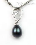 Sterling silver black cultured pearl pendant on sale, 7-8mm
