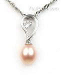 Freshwater cultured pink pearl 925 silver pendant discount sale, 7-8mm