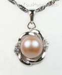 Freshwater pink cultured pearl sterling silver pendant buy bulk, 7-8mm