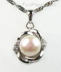 White fresh water pearl pendant, 925 silver direct online sale, 7-8mm