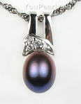 Cultured fresh water black pearl sterling pendant on sale, 7-8mm