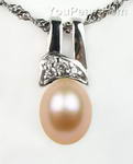 Sterling silver cultured pink pearl pendant discounted sale, 7-8mm