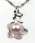 Cultured fresh water pearl silver pendant discounted wholesale, 7-8mm