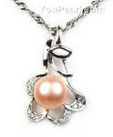 Freshwater pink pearl 925 silver pendant online sale, 7-8mm