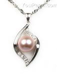 Freshwater lavender pearl eye pendant bulk supplies, 925 silver, 8-9mm