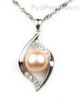 Pink fresh water pearl sterling silver eye pendant buy bulk, 8-9mm