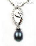 Black pearl 925 silver eye pendant freshwater cultured on sale, 7-8mm