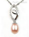 Pink cultured pearl eye pendant buy direct, sterling silver, 7-8mm