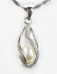 Sterling silver helix cage white pearl pendant onsale, 8-9mm