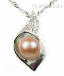 Pink freshwater pearl 925 silver conch pendant for sale, 7-8mm