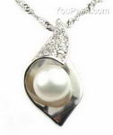 White freshwater pearl conch pendant wholesale, 925 silver, 7-8mm