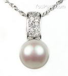 Sterling silver white freshwater pearl fashion pendant, 11-12mm