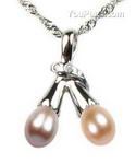 Sterling multicolor twin freshwater pearl pendant on sale, 7-8mm