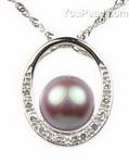 Lavender freshwater pearl sterling silver pendant for sale, 10-11mm