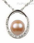 Pink freshwater pearl pendant on sale, 925 sterling silver, 10-11mm