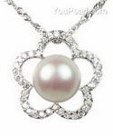 White cultured freshwater pearl sterling pendant on sale, 10-11mm