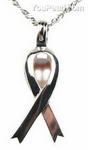 Breast cancer ribbon lavender freshwater pearl cage pendant, 6-7mm