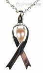Breast cancer ribbon pink freshwater pearl cage pendant, 6-7mm
