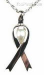 Breast cancer ribbon white freshwater pearl cage pendant, 6-7mm