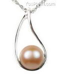 Pink fresh water pearl sterling silver pendant buy bulk, 9-10mm