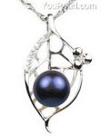 Sterling black cultured freshwater pearl pendant on sale, 9-10mm