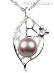 Freshwater lavender pearl pendant discount sale, 925 silver, 9-10mm