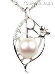 Freshwater white pearl silver pendant buy bulk, 9-10mm