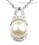 Freshwater white pearl sterling silver pendant on sale, 11-12mm