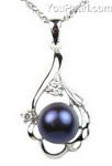 Black fresh water black pearl sterling pendant buy bulk, 9-10mm