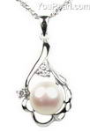 White freshwater pearl sterling silver pendant buy bulk, 9-10mm