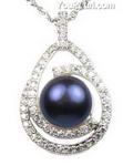 Black fresh water pearl sterling silver pendant bulk sale, 10-11mm