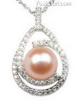 Pink freshwater pearl 925 silver pendant discount sale, 10-11mm