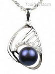 Sterling black cultured freshwater pearl pendant direct buy, 9-10mm