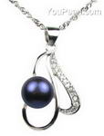 Sterling freshwater black pearl pendant buy online, 8-9mm