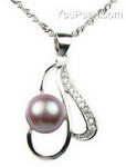 Freshwater lavender pearl pendant on sale, 925 silver, 8-9mm