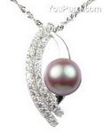 Lavender freshwater pearl pendant whole sale, 925 silver, 9-10mm