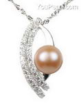 Pink freshwater pearl sterling silver pendant for sale, 9-10mm