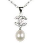 White teardrop freshwater pearl sterling pendant online buy, 7-8mm