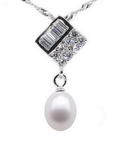 Square freshwater pearl pendant on sale, 925 silver, 7-8mm