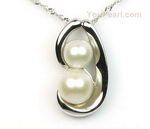 White freshwater pearl pendant, sterling silver, 7-8mm wholesale