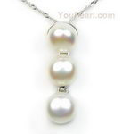 White freshwater pearl pendant, sterling silver, 8-9mm wholesale