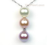 Multicolor freshwater pearl pendant, sterling silver, 8-9mm wholesale