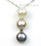 Multicolor freshwater pearl pendant, sterling silver, 8-9mm wholesale