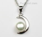 925 silver white freshwater pearl pendant wholesale, 7-8mm