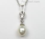 White teardrop freshwater pearl pendant wholesale, 7-8mm