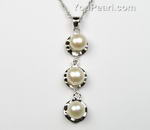 Sterling Silver white freshwater pearl pendant wholesale, 6-7mm