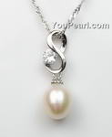 925 silver tear drop freshwater pearl pendant wholesale, 7-8mm