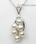 925 silver white freshwater pearl pendant wholesale, 6-7mm