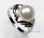 8-9mm sterling silver white freshwater pearl ring discount sale, US size 8